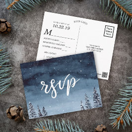 Winternacht Waterverf Marine | Maaltijdkeuze RSVP Briefkaart