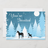 Winternacht Woodland Horse Baby shower Uitnodiging (Voorkant)