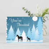 Winternacht Woodland Horse Baby shower Uitnodiging (Staand voorkant)