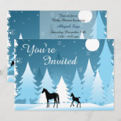 Winternacht Woodland Horse Baby shower Uitnodiging (Voorkant / Achterkant)