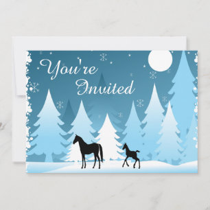 Winternacht Woodland Horse Baby shower Uitnodiging