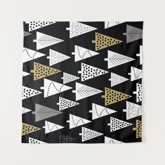 Winternachten: goud-zilveren bomen. wandkleed (Voorkant (horizontaal))