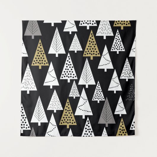 Winternachten: goud-zilveren bomen. wandkleed (Voorkant)