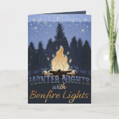 Winternachten met Bonfire Lights Feestdagen Kaart (Voorkant)
