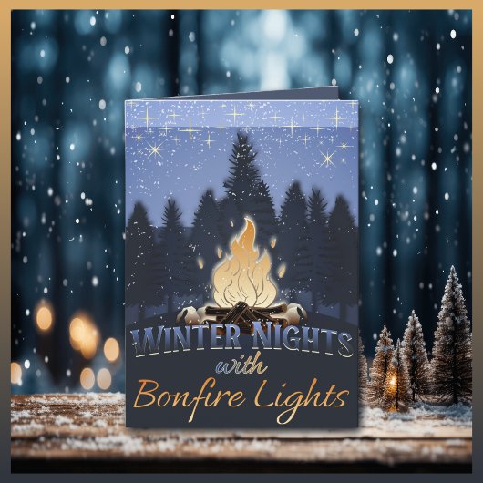 Winternachten met Bonfire Lights Feestdagen Kaart