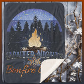 Winternachten met Bonfire Lights Retro Sunset Sherpa Deken