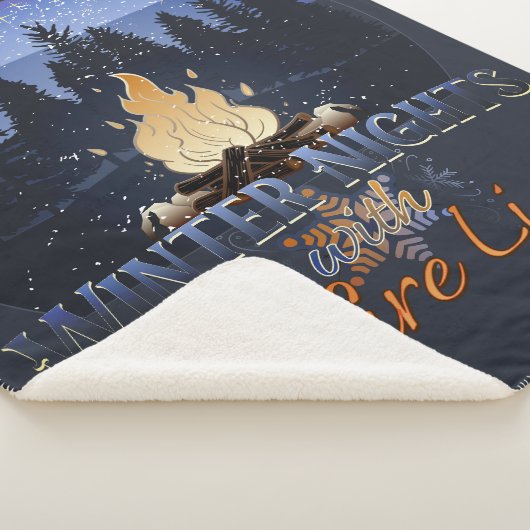 Winternachten met Bonfire Lights Retro Sunset Sherpa Deken (3/4)