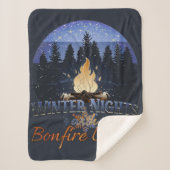 Winternachten met Bonfire Lights Retro Sunset Sherpa Deken (Voorkant)