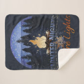 Winternachten met Bonfire Lights Retro Sunset Sherpa Deken (Voorkant (horizontaal))