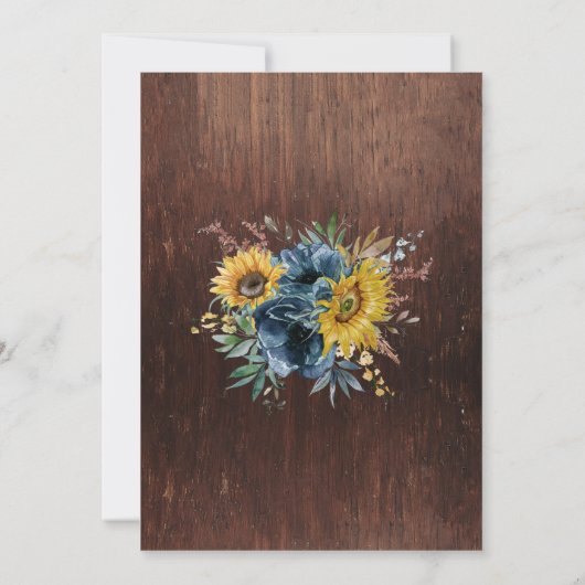 Winternajaar - Zonnebloem - bruiloft - Floral Rust Kaart (Achterkant)