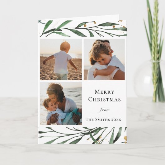 WinterNatuur | Groene goudolievloeistof voor Confe Feestdagen Kaart (Voorkant)