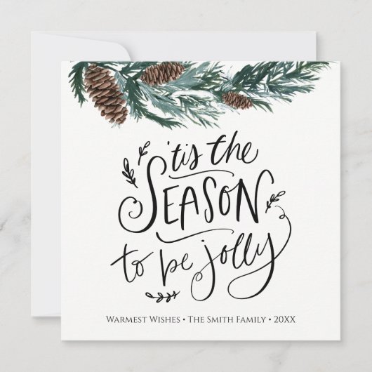 WinterNatuur | Waterverf kerstvierkant Feestdagenkaart (Voorkant)