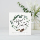 WinterNatuur | Waterverf met kerstvierkant Feestdagenkaart (Staand voorkant)