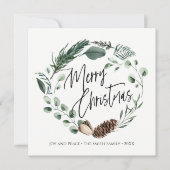 WinterNatuur | Waterverf met kerstvierkant Feestdagenkaart (Voorkant)