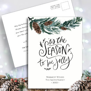 WinterNatuur  Waterverf Pine Cone Kerstmis Feestdagenkaart