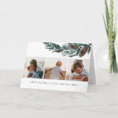 WinterNatuur| Waterverf Pine Cone Spruce Branch Feestdagen Kaart (Voorkant)