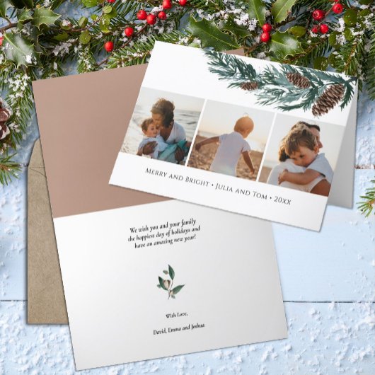 WinterNatuur| Waterverf Pine Cone Spruce Branch Feestdagen Kaart