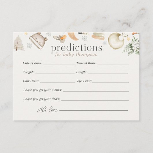 Winterneutrale voorspellingen Advies Baby shower Informatiekaartje (Voorkant)