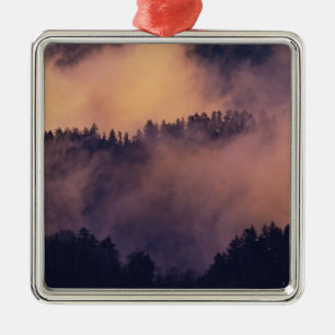 Winternevel in dal bij zonsondergang vanuit Morton Metalen Ornament