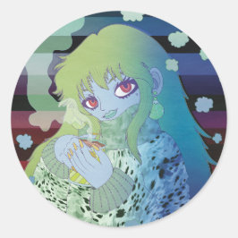 Winterochtend koffie ronde sticker