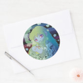 Winterochtend koffie ronde sticker (Envelop)