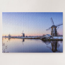 Winterochtend met windmolens in Nederland Legpuzzel