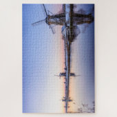 Winterochtend met windmolens in Nederland Legpuzzel (Verticaal)