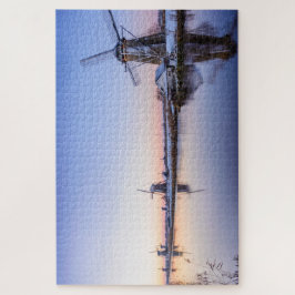Winterochtend met windmolens in Nederland Legpuzzel