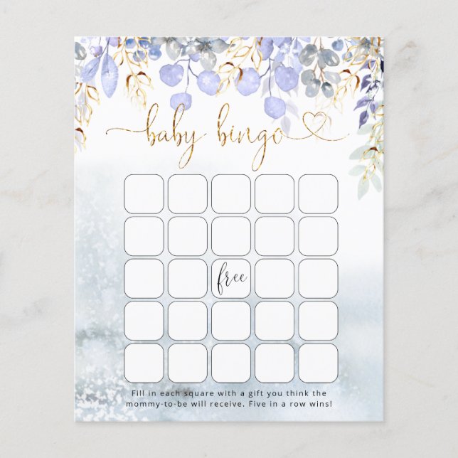 Winterolifant baby shower Bingo Game (Voorkant)