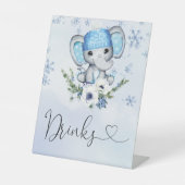 Winterolifant Baby shower Drinken Reclamebord Met Voetstuk (Voorkant)