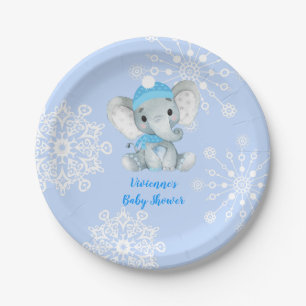 Winterolifant blauw Bord Baby shower, Birthday