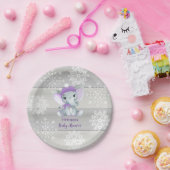 Winterolifant paarse Bord Baby shower, Verjaardag (Feest)