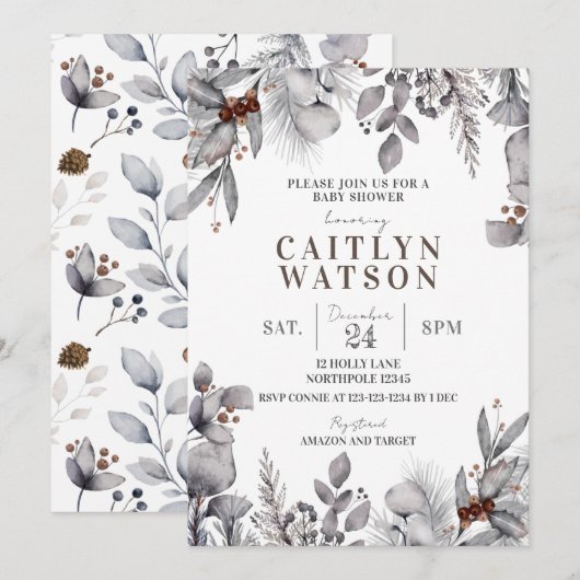 Winterolijven, Baby shower van Berries Kaart (Voorkant / Achterkant)