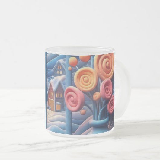 Winteromhelzing Matglas Koffiemok (Voorkant rechts)
