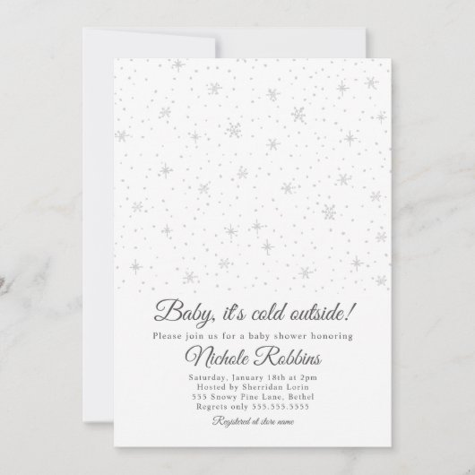 Winterp baby shower uitnodiging, neutraal kaart (Voorkant)