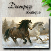 Winterpaar van Running Horses Decoupage Tissuepapier