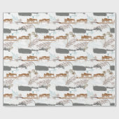 Winterpaard Boerderij Magnolias Cadeaupapier (Vlak)