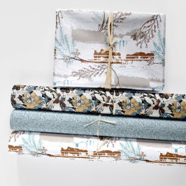 Winterpaard Boerderij Magnolias Inpakpapier Vel