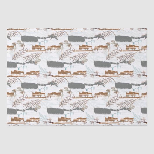 Winterpaard Boerderij Magnolias Tissuepapier (Voorkant)