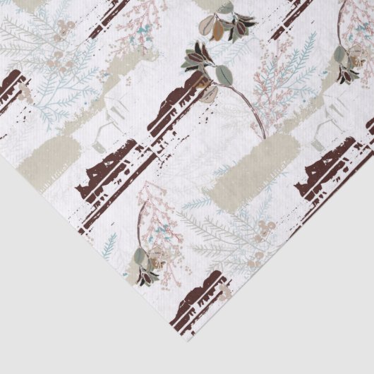 Winterpaard Boerderij Magnolias Tissuepapier (Detail)