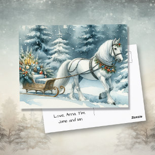  winterpaard en een kerstslee briefkaart
