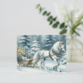winterpaard en een kerstslee briefkaart (Staand voorkant)