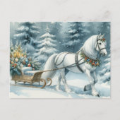 winterpaard en een kerstslee briefkaart (Voorkant)