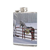 Winterpaard in sneeuwvakantie heupfles (Links)