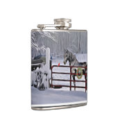 Winterpaard in sneeuwvakantie heupfles (Rechts)