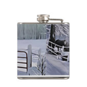 Winterpaard in sneeuwvakantie heupfles (Achterkant)