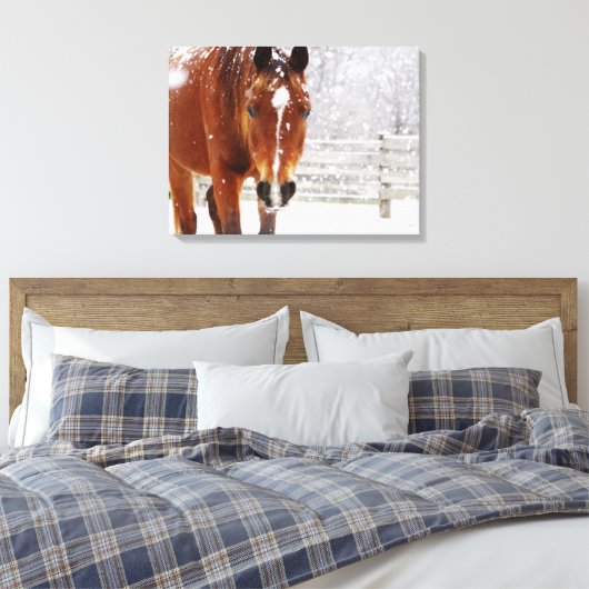 Winterpaard Kerstmis Canvas Afdruk (Insitu (Slaapkamer))