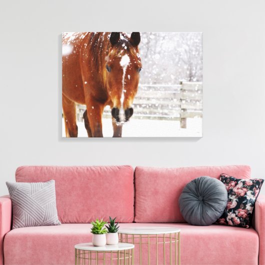 Winterpaard Kerstmis Canvas Afdruk (Insitu (Woonkamer))