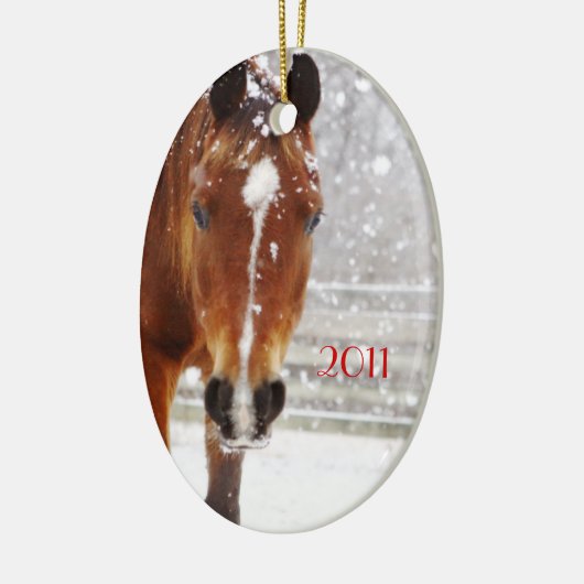 Winterpaard Kerstmis Keramisch Ornament (Links)