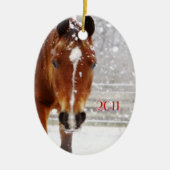 Winterpaard Kerstmis Keramisch Ornament (Voorkant)